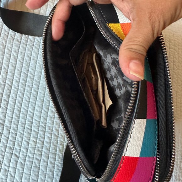 Karl Lagerfeld Multicolor Crossbody Bag W/ Checkered Print & Cartoon Graphic - Picture 6 of 11